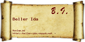 Beller Ida névjegykártya